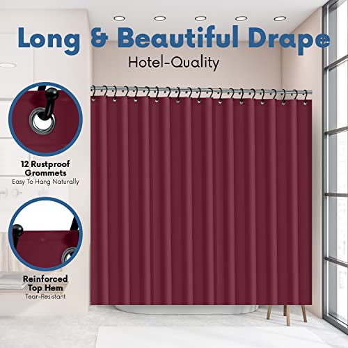 No Smell Shower Curtain Liner 72x72 Burgundy - PEVA Plastic Shower Curtain for Bathroom, PVC-Free Waterproof Burgundy Shower Liner with Metal Grommets and Magnet-Weighted Bottom Hem - Washable Liner - color: Burgundy