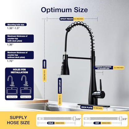 Kitchen Faucets with Pull Down Sprayer, High Arc Single Handle Classic Stainless Steel Sink Faucet 1 or 3 Hole, Suitable for Farmhouse Camper Laundry Rv Bar, Matte Black - color: Matte Black, style: Modern