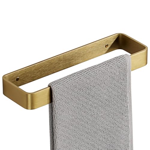 SAYAYO Brushed Gold Hand Towel Holder for Bathroom Wall, 10 Inch Self Adhesive Towel Bar Hand Towel Rack Square Heavy Duty - color: Gold, size: 10 Inch