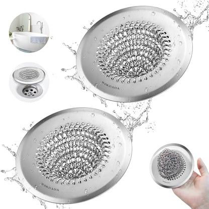 2 Pack Shower Drain Hair Catcher, 4.4" Anti-Clog Shower Drain Cover | Reversible Flip Clean, Fast Drainage, Anti-Slip Base, Rust-Proof, Large Capacity, for Bathtub & Shower Drains, Patented - color: Silver Silver