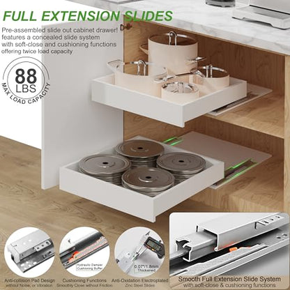 MyLifeUNIT Wood Pull Out Drawer for Cabinet Pre-Assembled, 18" W x 21" D | Soft Close, Full Extension Pull-Out Cabinet Organizer Shelf, Slide Out Drawer for Kitchen Cabinet, Easy Bottom Installation - size: 18"W x 21"D x 4.3"H