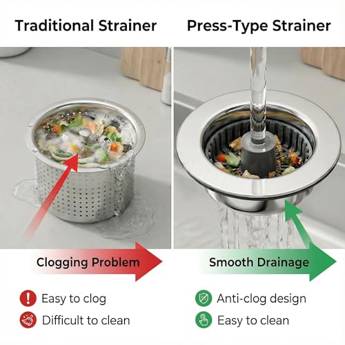 Kitchen Sink Stopper, 3 in 1 Pop Up Kitchen Sink Drain Strainer, with an Extra Basket Strainer, Sink Drain Stopper for US Standard 3-1/2 Inch, Brass Material Electroplate (Silver 2pcs) - color: Silver 2pcs