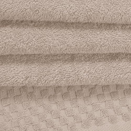 MyOwn Ultra Soft 3 Pack Cotton Towel Set, Contains a Bath Towels 28x55 inch, a Hand Towels 16x24 inch & a Wash Coths 12x12 inch, Ideal Everyday use, Compact & Lightweight - Tan - color: Tan, size: 3 Pack Set