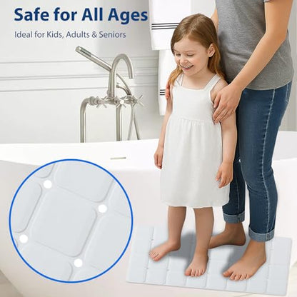 Webos Silicone Bath Mat with Suction Cups – Non-Slip Foldable Bathtub & Shower Mat, Durable & Quick-Dry Safety Tub Mat with Large Drain Holes for Families 28"x 14" White - color: White, size: 28" x 14" (Rectangular)