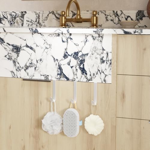 5 Pack Over The Door Hooks(L=4.7"), Over Door Hanger, Heavy Duty No Drill Hanger for Towels, Coats, Hats, Bags in Bathroom, Bedroom, Kitchen, Living Room-White - color: White(5 Pack 4.7")