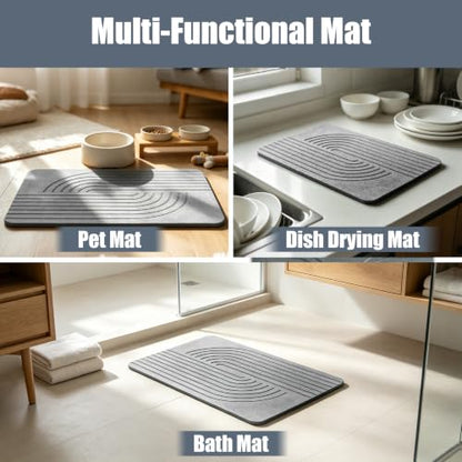 Stone Bath Mat for Bathroom, Diatomaceous Earth Absorbent | Bath Stone Mats Non-Slip Shower Stone Bath Mat (15.3x23.6 inch, Striped 1)