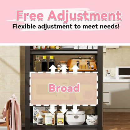 4-Tier Kitchen Storage Shelves, Adjustable Metal Shelving Unit, 2000LBS | Heavy Duty Kitchens Standing Shelf, Baker Rack, Adjustable Pantry Shelves, 15.8"W x 11.8" D x 53.4" H, Black - size: 16"W*53"H*12"D-4 TIER
