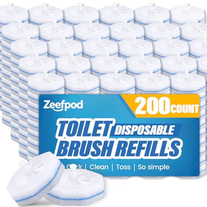 200 Pack Toilet Brush Refills, Disposable Toilet Cleaning Pads | Textured Toilet Scrubber Replacement Heads for Bathroom Cleaning, Designed for Everyday Household Use - size: 1 Count (Pack of 200)