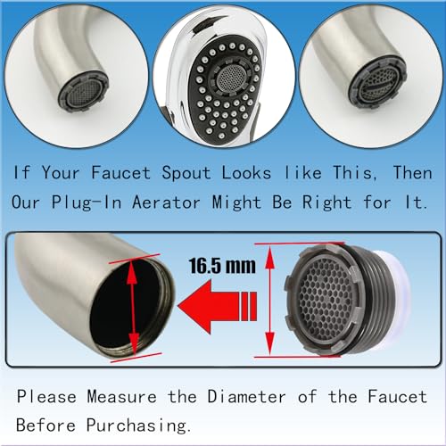 4PCS Faucet Aerator and 1PCS Faucet Aerator Key, 16.5mm Water Saving Flow Restrictor Set Replacement Parts for Kitchen High Speed Bathroom Sink Aerator (1.2GPM)