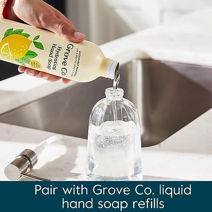 Grove Co. Gel Hand Soap Dispenser, 2 x 13.5 oz Glass Bottles | Glass bottles; Stainless-steel pumps; Reusable; Pair with Grove Co. Hand Soap; No Plastic Waste - size: 27 Ounce ( Pack of 2)