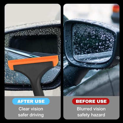 Small Silicone Window Squeegee, Auto Windshield Water Blade Scraper, Multifunctional Auto Squeegee with 5.9 Inch Blade and Non-Slip Handle for Car Window, Home Cleaning (Black, 1PCS) - color: Black