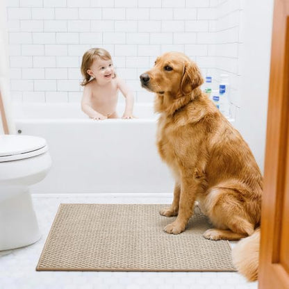 Triohero Large Bathroom Rugs Non Slip Washable Bath Rugs Super Absorbent Bathroom Rug Thin Quick Dry Low Pile Bath Mats, Beige 36x48 - color: Beige New, size: 36"x48"