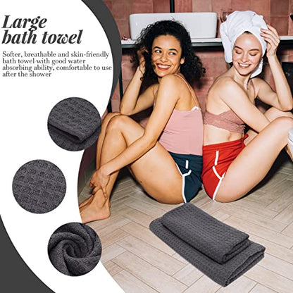 ABOOFAN 2pcs Bulk Bath Towels Waffle Bath Towels for Bathroom Quick Dry Soft No Fading