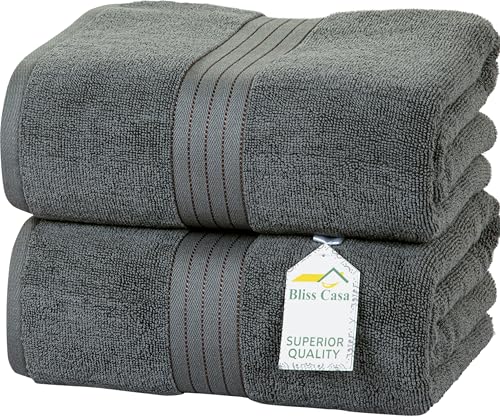 Bliss Casa Jumbo Bath Sheet 2-Pack — 35″×70″ Oversized Cotton Bath Sheets, Ultra-Soft & Highly Absorbent – Quick-Dry, Hotel-Quality & Durable - color: Dark Gray, size: 2 Pack Bath Sheet