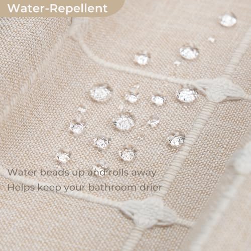 Boho Plaid Shower Curtain Farmhouse Striped Polyester-Linen Fabric Shower Curtains for Bathroom, Rustic Neutral Bathroom Curtain with Tassel 47x71 Inch - color: Cream, size: 47"W x 71"L (Pack of 1)