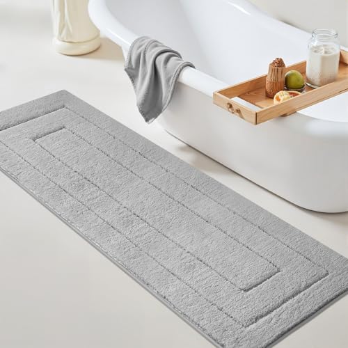 GRANNY SAYS Gray Bathroom Rug Mat, Bath Mats for Bathroom Non-Slip, Super Soft and Water Absorbent, Extra Large Bath Rugs, Microfiber Bath Rugs for Floor, Tub and Shower, 71" x 24" - color: Grey, size: 2' x 5'11" (24" x 71")
