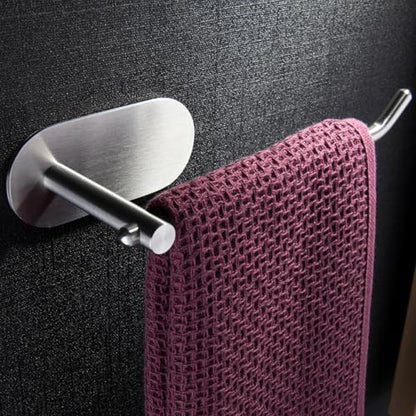 ZUNTO Hand Towel Holder for Bathroom, Self-Adhesive Hand Towel Rack for Wall - No Drilling Towel Ring SUS 304 Stainless Steel Brushed Silver