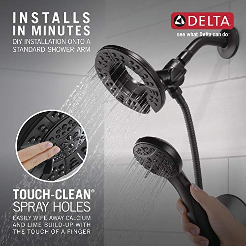 Delta Arvo 14 Series Matte Black Bathtub Shower Faucet Set with In2ition 2-in-1 Dual Shower Head with Handheld Spray Combo, Valve Trim Kit, Matte Black 144840-BL-I (Valve Included) - color: Matte Black