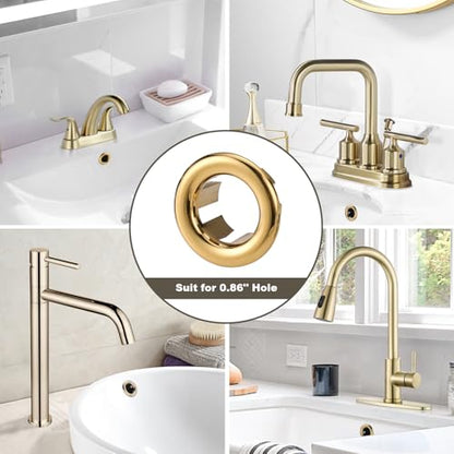 Sink Overflow Ring Brushed Gold: ARCORA 2 Pack Bathroom Kitchen Sink Basin Trim Overflow Cover Hole Insert Cap - color: Brushed Gold-2 Pack