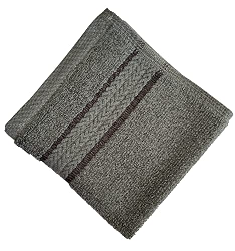 Washcloths Set of 6, 100% Ring Spun Cotton Zero Twist Wash Cloths for Body and Facewash Design to exfoliate Your Hands, Soft and Absorbent Machine Washable, 12 x 12 Inch. - color: Grey