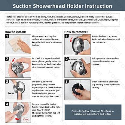 YOHOM Handheld Shower Head Holder Bracket Suction Cup Adjustable Stainless Steel Vacuum Shower Wand Hose Holder for Sprayer Nozzle Removable Bathroom Accessory Clip Wall Mount Matte Black - style: Matte Black