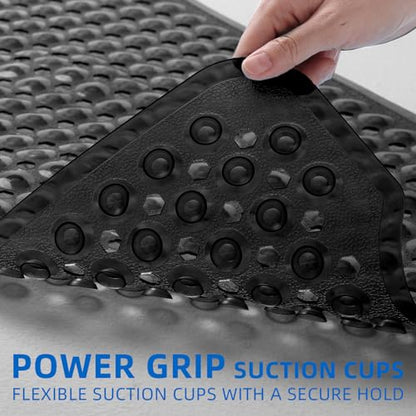 MOONFLY Shower and Bathtub Mat,40x16 Inches,Extra Long Non Slip Mats with Suction Cups and Drain Holes, Machine Washable and Anti Slip Bathmats, Bathroom Mats for Tub Nonslip (Translucent Black) - color: Translucent Black