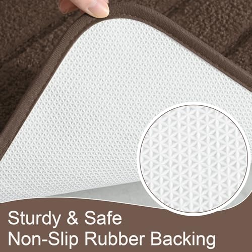Luxury Long Bathroom Rugs Runner 24x48 Inch Bath Rug Non Slip, Brown | Thick Soft and Absorbent Microfiber Bath Mat, Rubber Backing Striped Rug Carpets, Machine Washable Plush Mats - color: Deep Brown, size: 24" X 48"