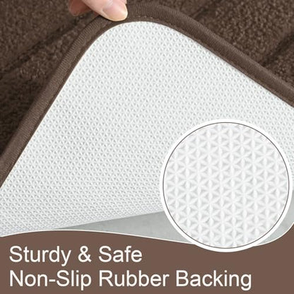 Luxury Long Bathroom Rugs Runner 24x48 Inch Bath Rug Non Slip, Brown | Thick Soft and Absorbent Microfiber Bath Mat, Rubber Backing Striped Rug Carpets, Machine Washable Plush Mats - color: Deep Brown, size: 24" X 48"