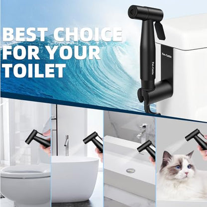 Stainless Steel Toilet Bidet Sprayer Head,Black | for Toilet,personal hygiene cleaning, bathroom cleaning, pet bathing,G1/2 interface. - color: Black