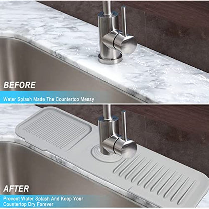 Sink Splash Guard Silicone Sink Faucet Mat Sink Accessories | for Kitchen, Bathroom, Sink Sponge Holder (Grey) - color: Gray