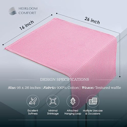 5 Pack Dual Tone Waffle Weave Kitchen Towels, 16x26 Inch, 100% Cotton, Absorbent, Fast Dry Dishcloth Set, Soft and Durable, Baby Pink - color: Light Pink, size: 16 x 26 - Pack of 5