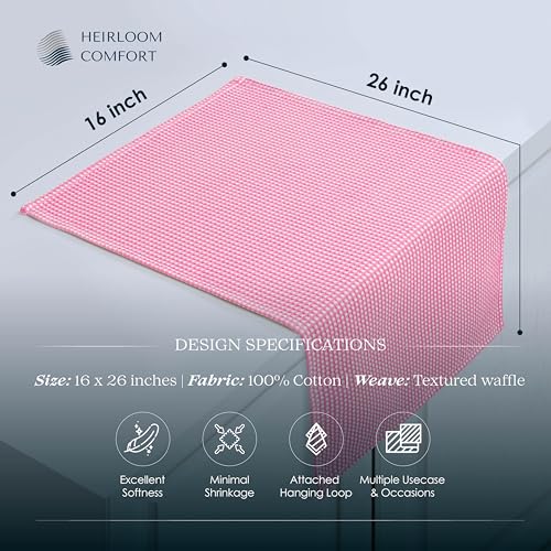 12 Pack Dual Tone Waffle Weave Kitchen Towels, 16x26 Inch, 100% Cotton, Absorbent, Fast Dry Dishcloth Set, Soft and Durable, Baby Pink - color: Light Pink, size: 16 x 26 - Pack of 12