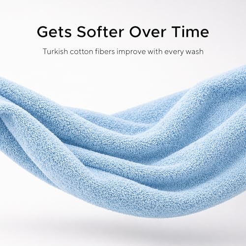 6 Pieces - Rhosus-Veteran Textile Turkish Cotton - Luxury Towel Set for Bathroom & Kitchen, 2 Bath Towels, 2 Hand Towels & 2 WashCloths *Valued $79.99* (SKYLITE Blue) - color: Skylite Blues