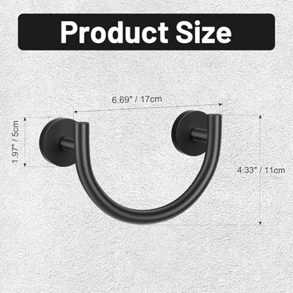 Matte Black Smiley Face Towel Ring Hand Towel Holder Stainless Steel Wall-Mounted Bathroom Hardware Accessories Towel Rack - color: Matte Black