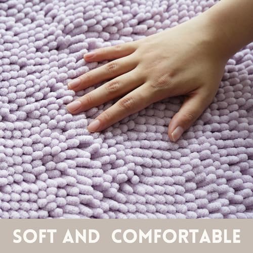 Bathroom Rugs Chenille, Extra Thick and Absorbent, Non-Slip, Machine Washable, Dry Quckily, Soft Cozy Plush, Used Under Shower Bathtub and Sink, Bath Mat Sets Lavender - color: Lavender Purple, size: 20 x 32 inch + 20 x 20 inch (U-Shape)