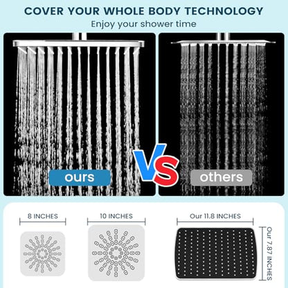 Rain Shower Head with Handheld Combo, Chrome Finish | 11.8" rainfall head, 3-mode handheld, adjustable arm, tool-free install, leak-free chrome, spa-like flow, multi-use spray - color: Chrome, style: Basic