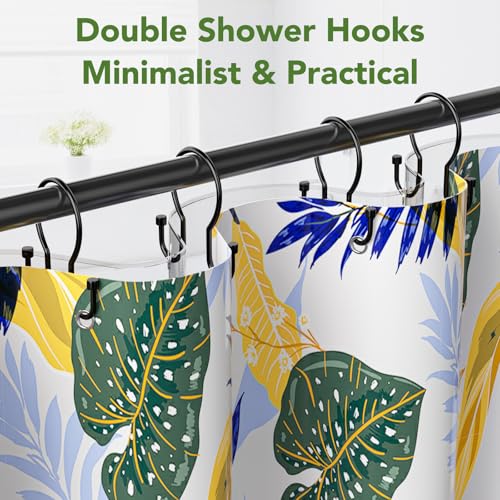 Goowin Shower Curtain Hooks, Simple Shower Curtain Rings, Sturdy Shower Curtain Hangers, Double Hook Black Shower Curtain Hooks, Smooth Gliding Metal Shower Hooks for Shower Curtain (Black, 12 Pack) - color: Black, size: 12 Pack