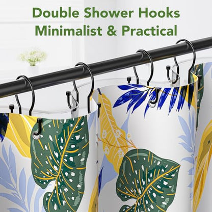 Goowin Shower Curtain Hooks, Simple Shower Curtain Rings, Sturdy Shower Curtain Hangers, Double Hook Black Shower Curtain Hooks, Smooth Gliding Metal Shower Hooks for Shower Curtain (Black, 12 Pack) - color: Black, size: 12 Pack