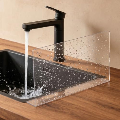 PRETYZOOM Acrylic Sink Splash Guard, Self-Adhesive Clear Panel, 15.7x8 in | Splash Barrier for Kitchen and Bathroom Countertop, Fits Stainless Steel and Glass, Smooth Surfaces, Easy Install - size: 40.00X21.00X5.00CM
