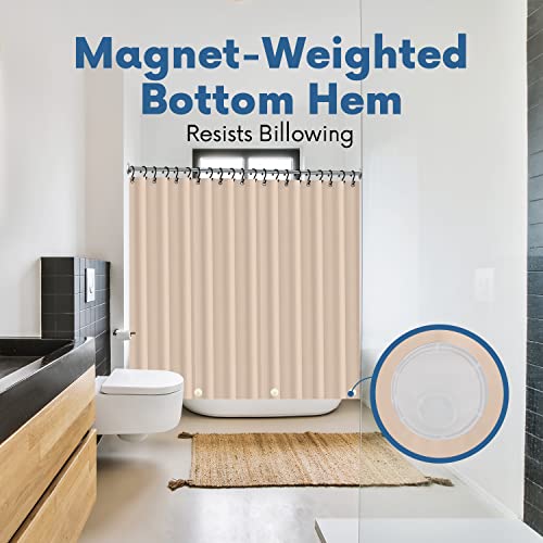 No Smell Shower Curtain Liner 72x72 Beige - PEVA Plastic Shower Curtain for Bathroom, PVC-Free Waterproof Sand Shower Liner with Metal Grommets and Magnet-Weighted Bottom Hem - Washable Liner - color: Sand