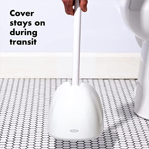 OXO Good Grips Toilet Plunger with Cover, White