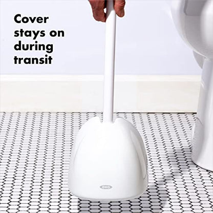 OXO Good Grips Toilet Plunger with Cover, White