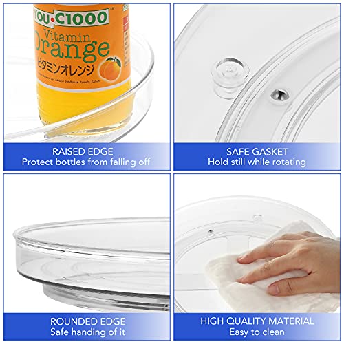 URALFA 2 Pack Lazy Susan Turntable, 10.5 Inch Spinning Cabinet Organizer | Clear Acrylic Rotating Round Lazy Susan, Plastic Spice Rack Storage for Fridge Refrigerator, Pantry, Countertop - size: 10.5 Inch / 1 Tier / 2 Pack