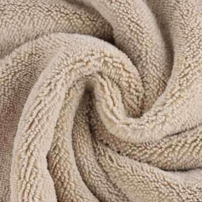 POLYTE 330 GSM Poly Blend Microfiber Quick Dry Hand Towel, 16x30 in | 4 Pack, Oversize, Lint Free, Hanging Loop - color: Beige