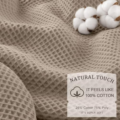 Stall Waffle Shower Curtain Heavyweight Cotton Fabric Beige 48Wx72L | Soft Cotton Cloth,3D Square Truely Waffle,Washable, Hotel Luxury Spa, Shower Curtains for Narrow Bathroom 12 Plastic Hooks - color: Beige, size: Small Stall 48"W x 72"L