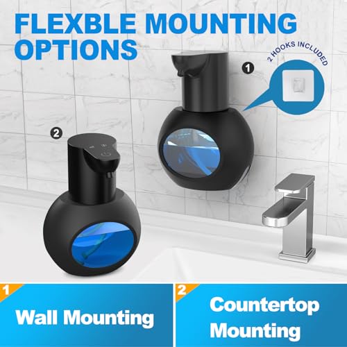 Automatic Foaming Soap Dispenser, 15oz/420ml Smart Hand Soap Dispensers, Touchless Wall Mount with 4-Level Adjustable, Rechargeable Foaming Hand Soap Dispenser for Bathroom Kitchen Office Black - color: Black