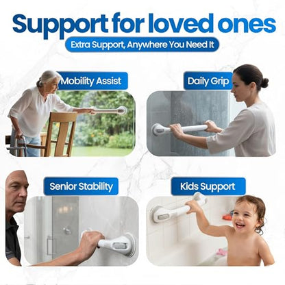 Safe-er-Grip Safe-er-Grip Changing Lifestyles Suction Cup Grab Bars for Bathtubs & Showers; Safety Bathroom Assist Handle, White & Grey, 12 inches | Changing Lifestyles, For Bathtubs & Showers, Safety Bathroom Assist Handle - color: White Grey Accents, si