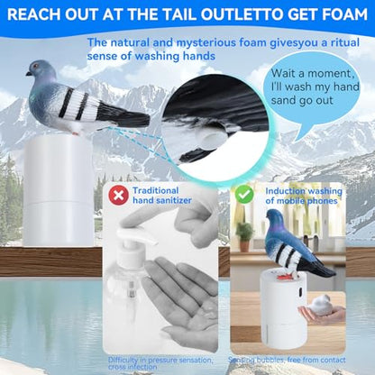 Peace Bird Foam Soap Dispenser-Pigeon and Bald Eagle Shaped Foam Hand Washer, Suitable for Kitchen and Bathroom, Automatic Liquid Soap Dispenser, Touchless Battery Powered Hand Washer (Pigeon (Gray)) - color: Pigeon (Gray)