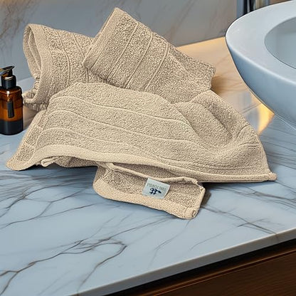 6 Piece Hand Towels Set 16 x 28 Inches, Beige | 100% Cotton, Lighter Weight, Quick to Dry, 16 x 28 Inches, Super Soft & Absorbent, Perfect for Bathroom & Kitchen - color: Beige