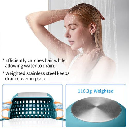 Aluvor Shower Drain Hair Catcher Bathtub Drain Cover Sink Drain Protector | Bathroom Sink & Bathtub Drain Strainer for Pop-Up & Regular Drains, Silver Light Blue - color: Silver Light Blue